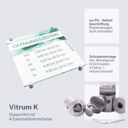 Türschild VITRUM K Glasschild